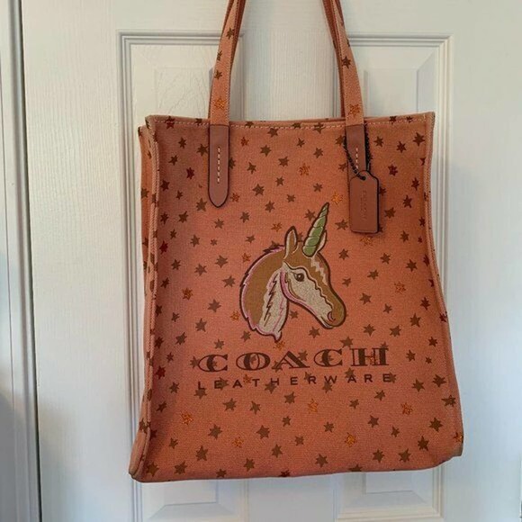 Coach Handbags - Coach Unicorn Stars Pink Canvas Tote Purse Bag